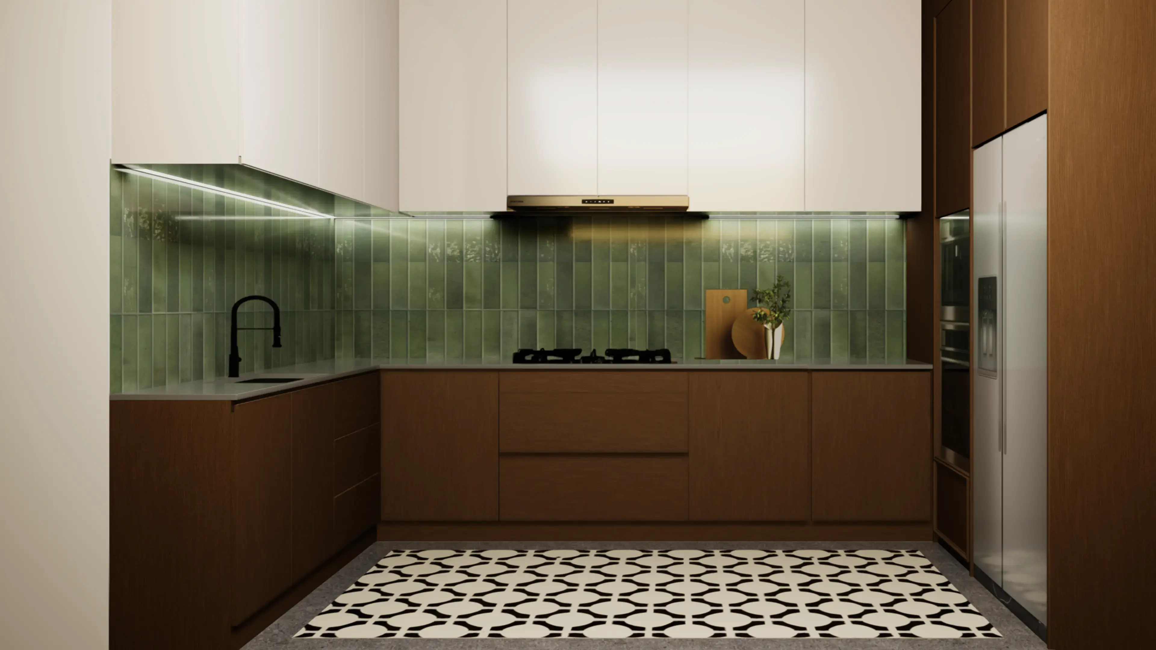 Interactive Walnut Display Kitchen